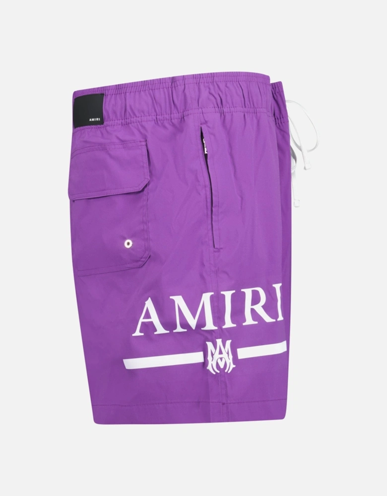 Ma Bar White Logo Drawstring Swim Shorts Purple