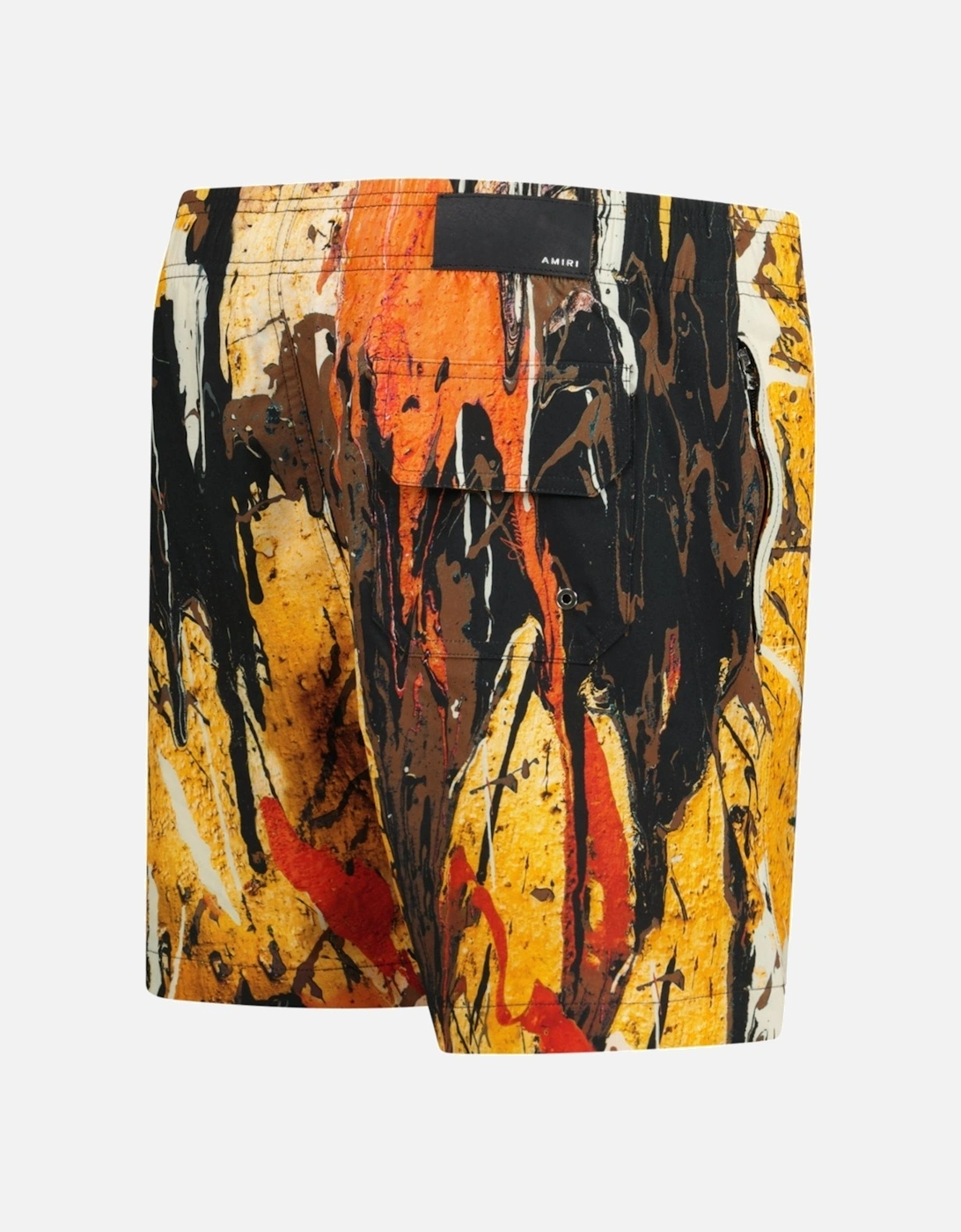 Paint Drip Drawstring Swim Shorts Yellow