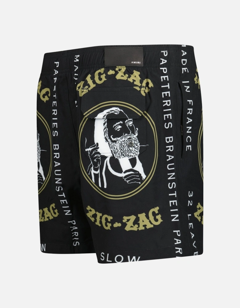 Zig Zag Drawstring Swim Shorts Black