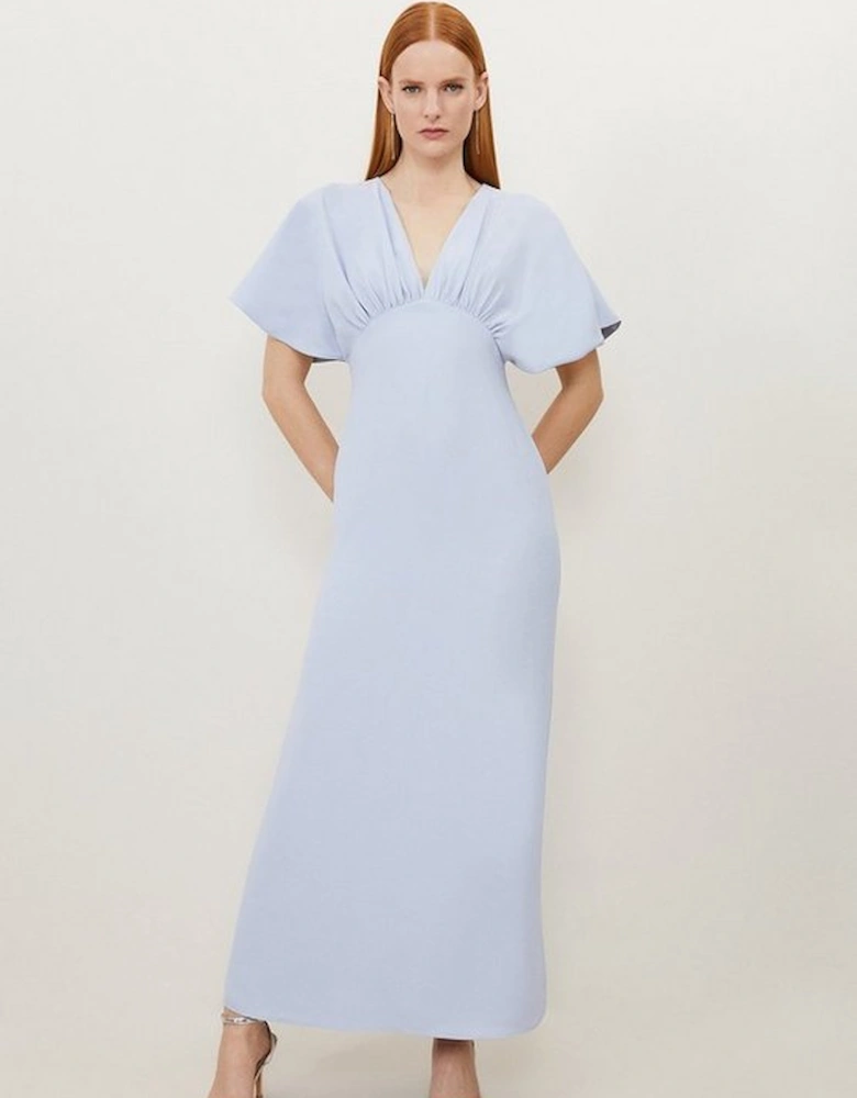 Fluid Tailored Waterfall Sleeve Maxi Dress