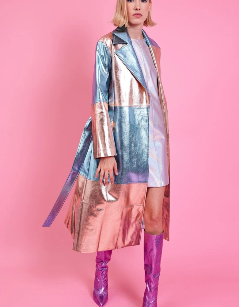 Metallic Hand Cut Patchwork Trench Coat