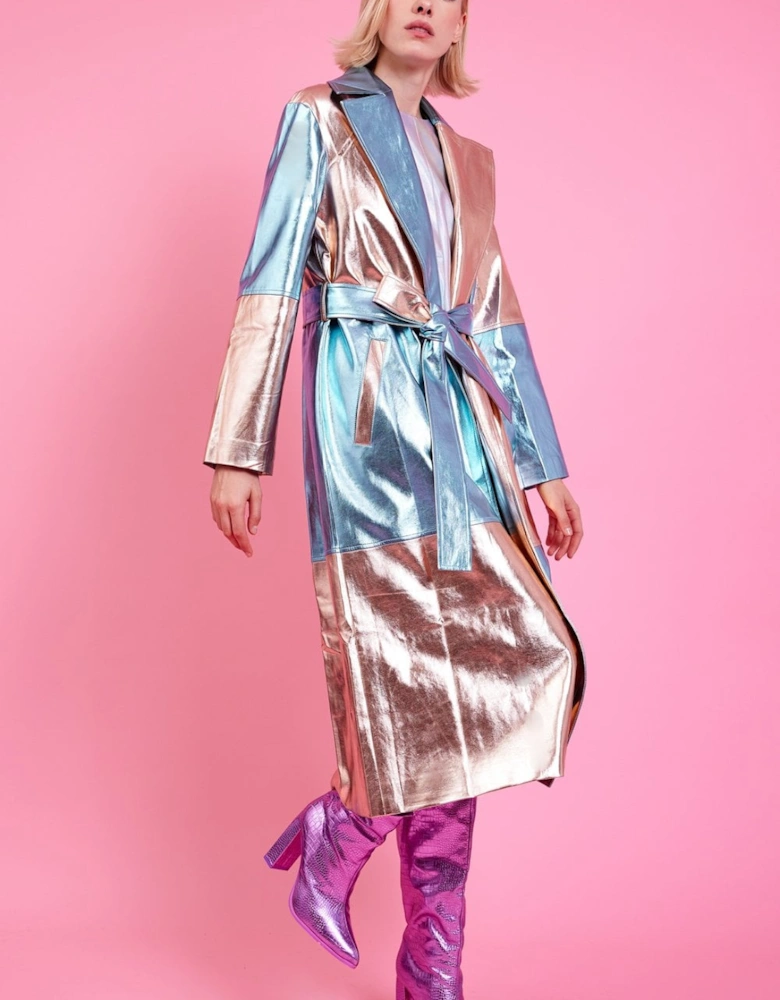 Metallic Hand Cut Patchwork Trench Coat