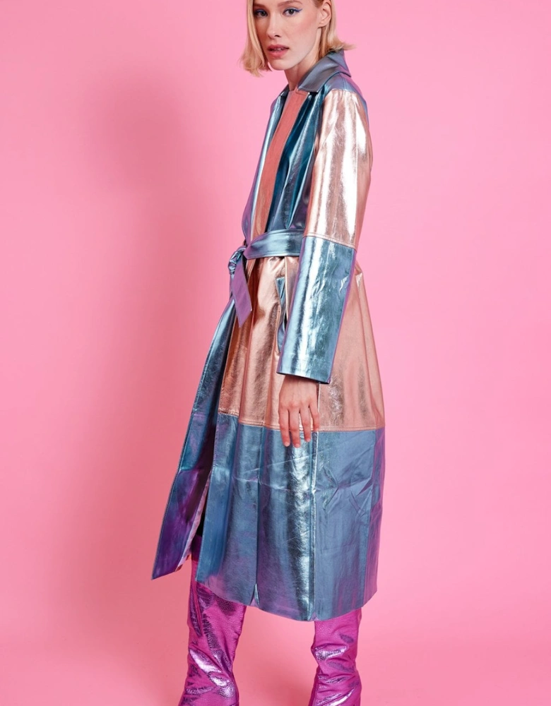 Metallic Hand Cut Patchwork Trench Coat