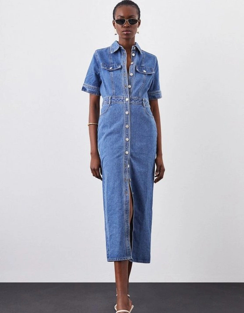 Denim Maxi Shirt Dress