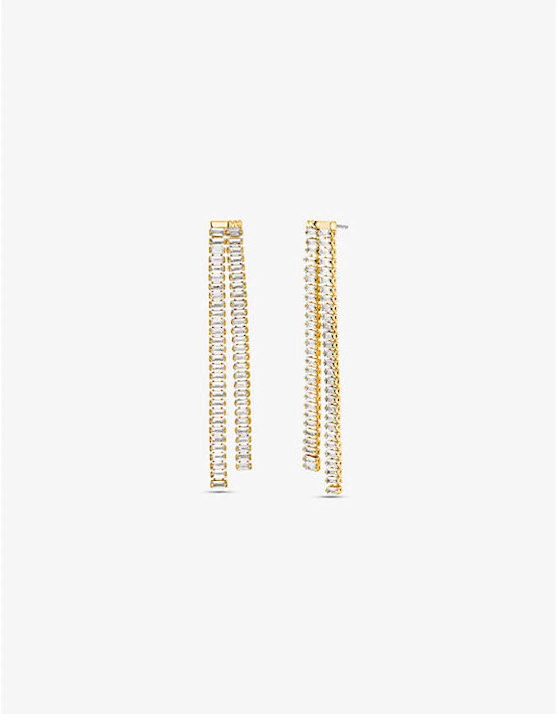 Precious Metal-Plated Brass Baguette Drop Earrings, 3 of 2