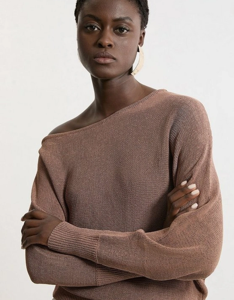 Premium Corded Open Stitch Off The Shoulder Knit Jumper