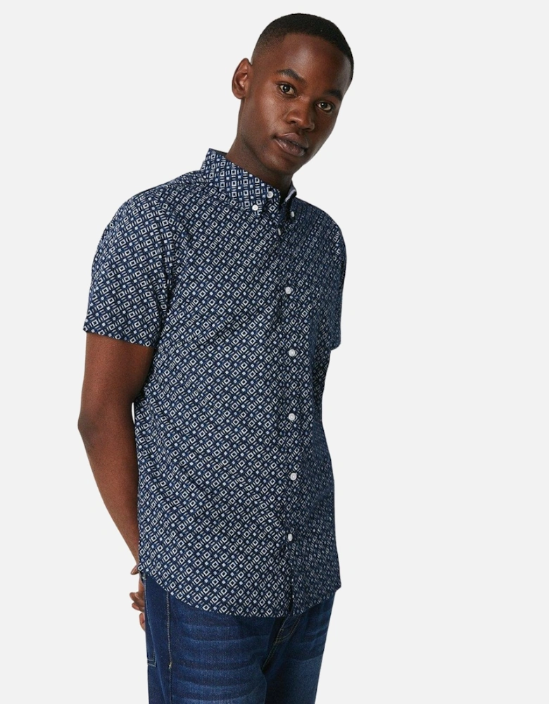 Mens Diamond Short-Sleeved Shirt