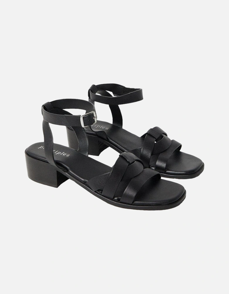 Womens/Ladies Fion Leather Low Block Heel Sandals