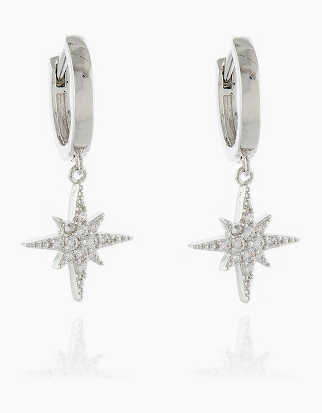 Cachet London Women's Silver/Silver North Star Huggie Hoops