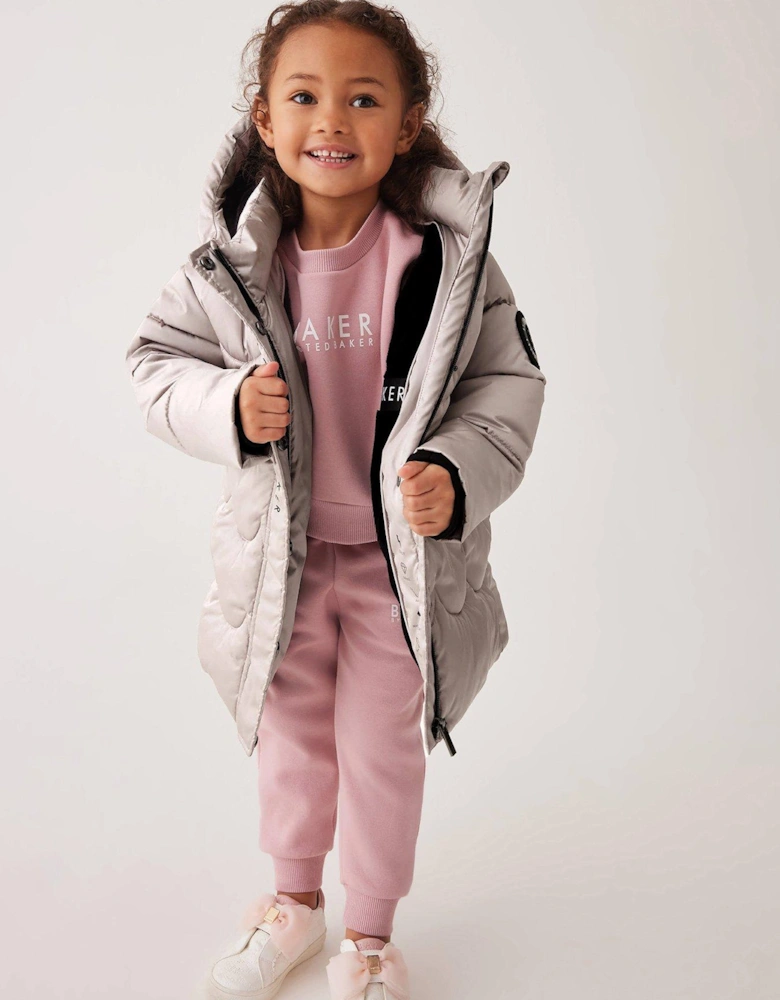 Baker By Younger Girls Scallop Padded Coat - Beige