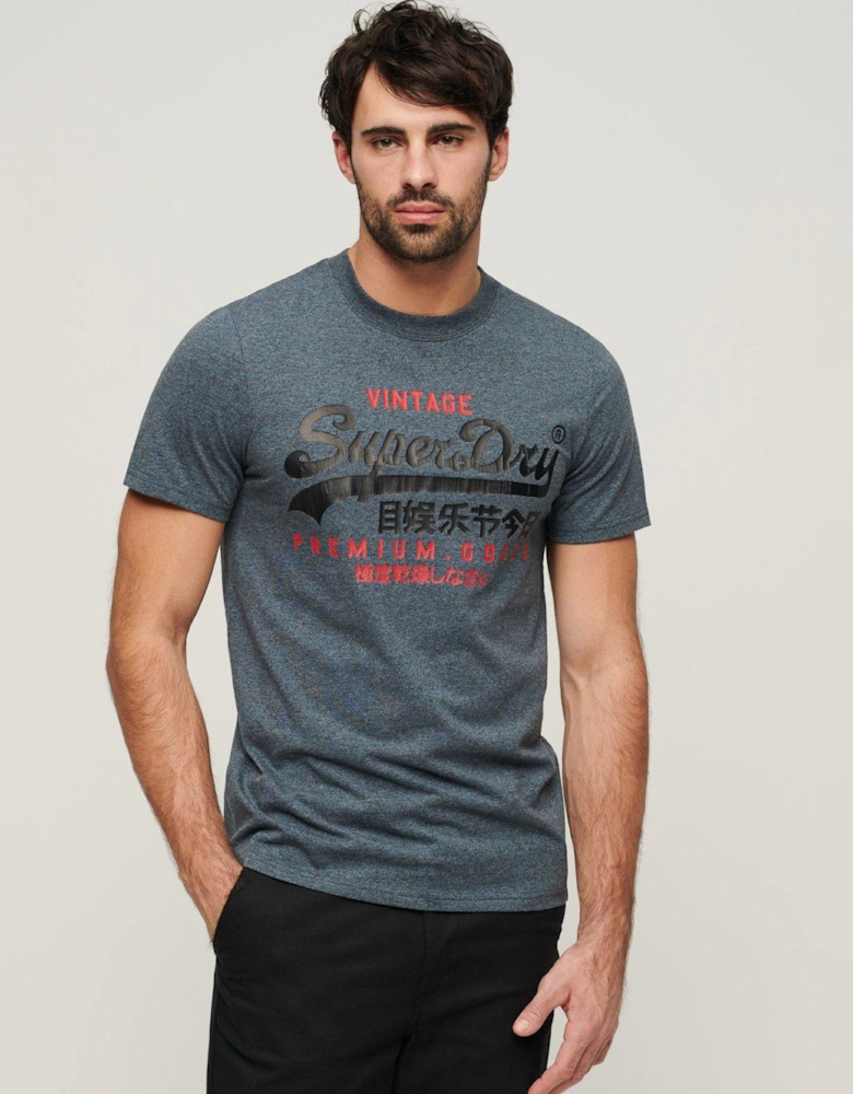 Vintage Script Logo Duo T-shirt - Dark Grey