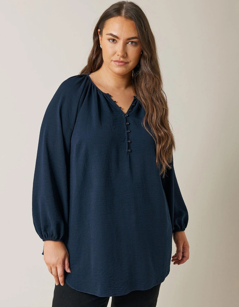 Long Sleeve Gypsy Blouse - Blue