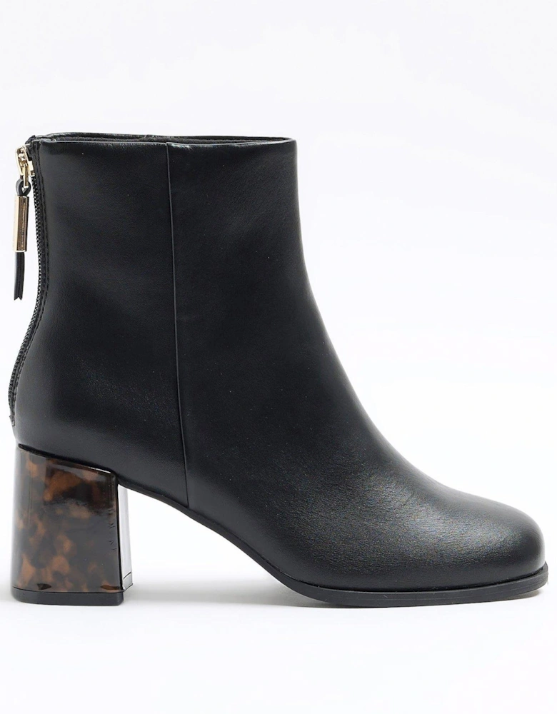 Block Heel Ankle Boot - Black