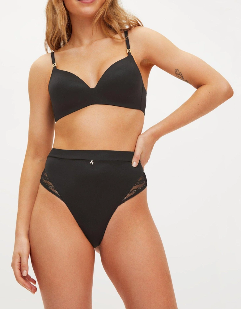 Charlotte High-Waisted Thong - Black