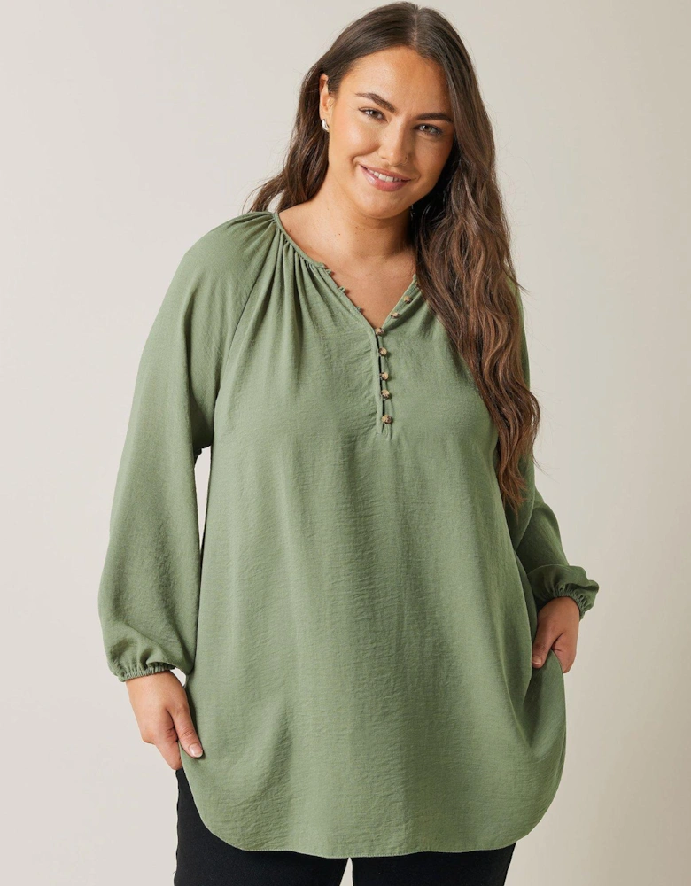 Long Sleeve Gypsy Blouse - Green