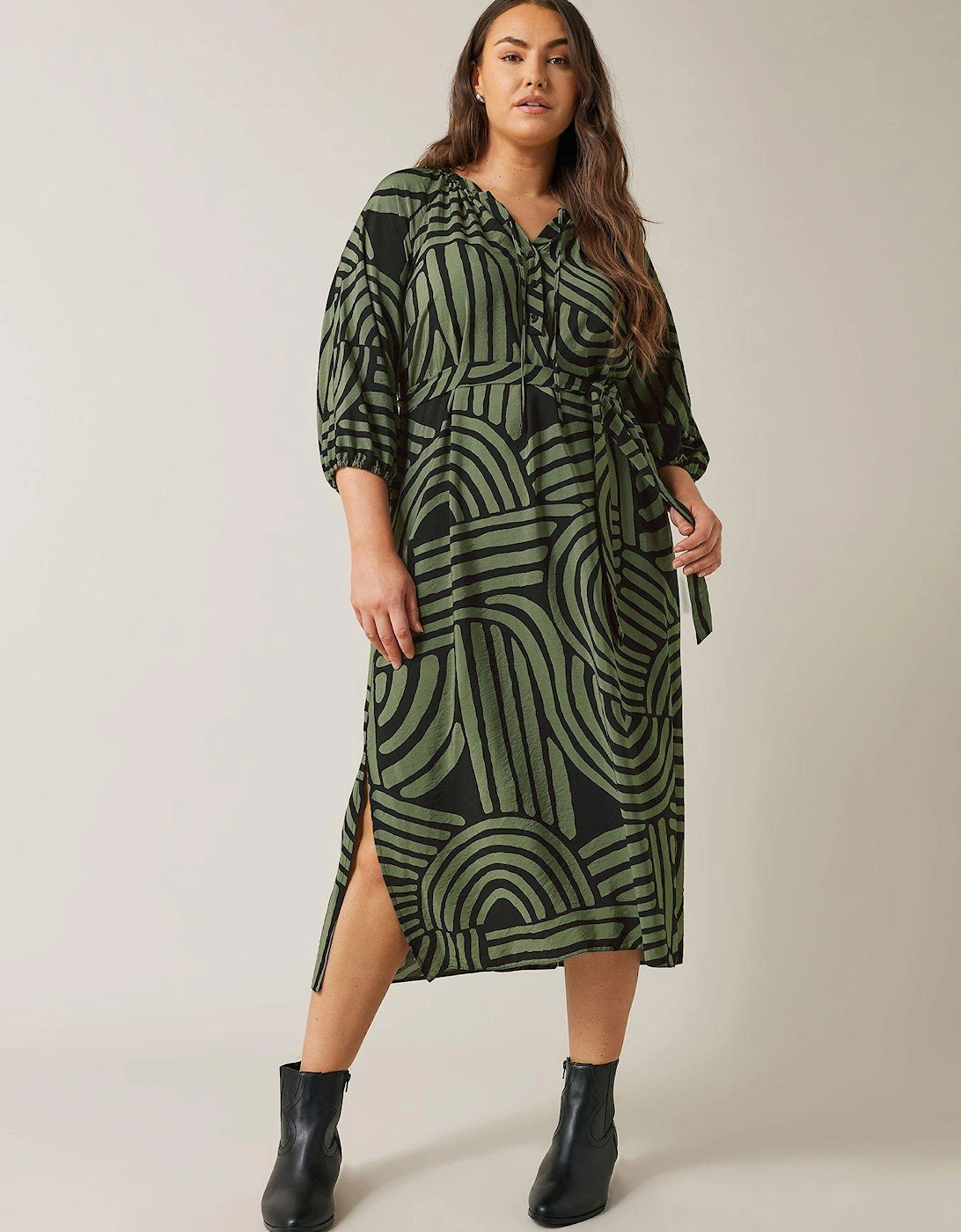 Abstract Swirl Print Midi Dress, 2 of 1