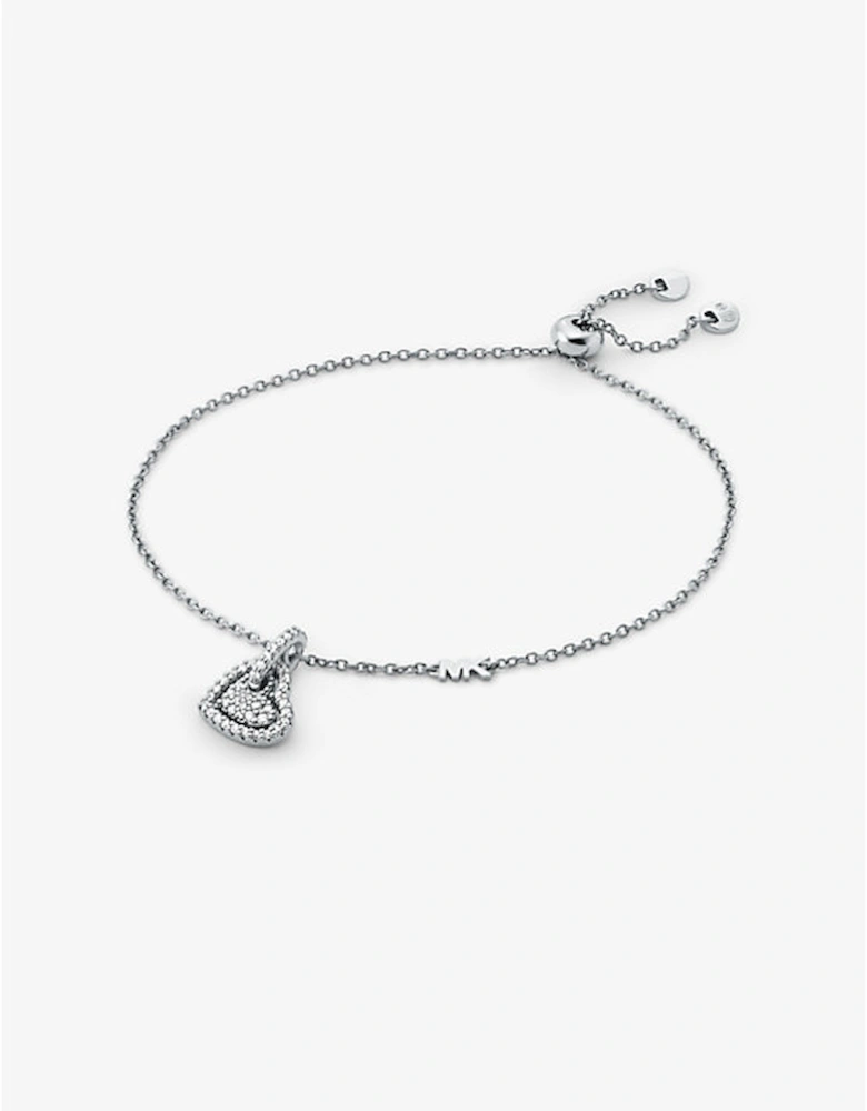 Precious Metal-Plated Sterling Silver Pavé Heart Bracelet