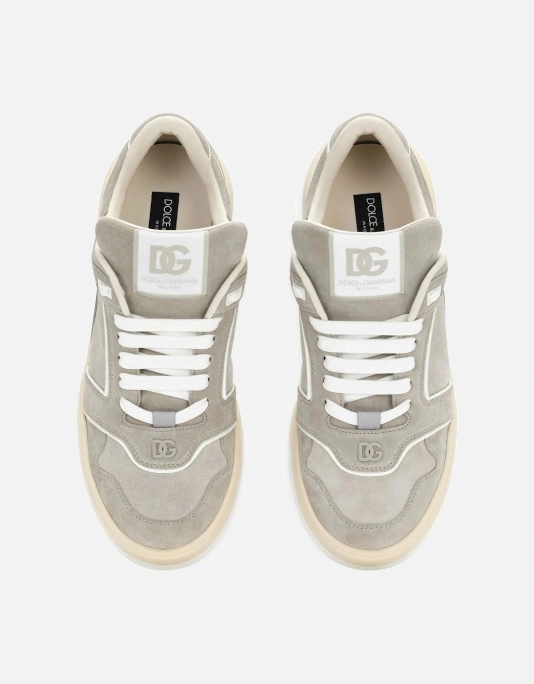 Roma Mixed Material Sneakers Beige