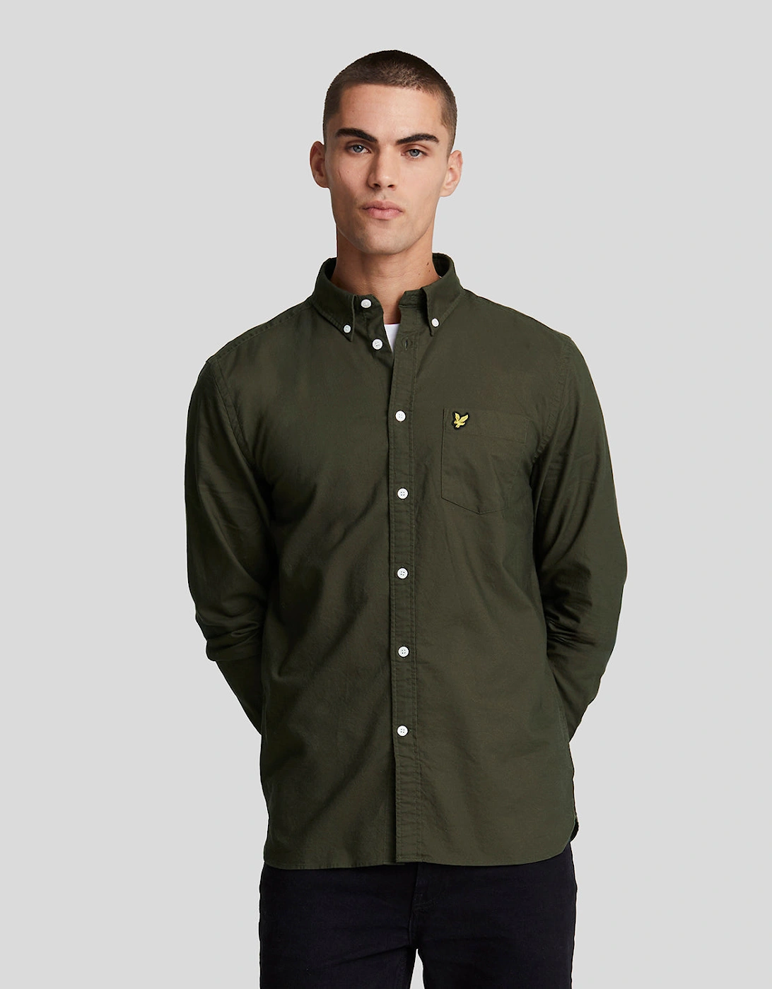Lyle and Scott Mens Plain Oxford Shirt - Green - Size: 40/Regular - Love the Sales
