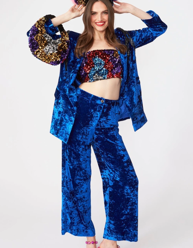 Silk Blend Metallic Devore Trousers