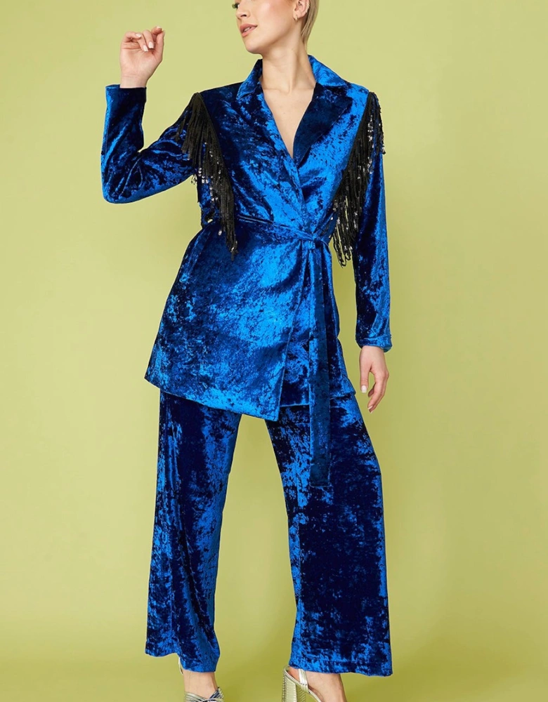 Silk Blend Metallic Devore Trousers