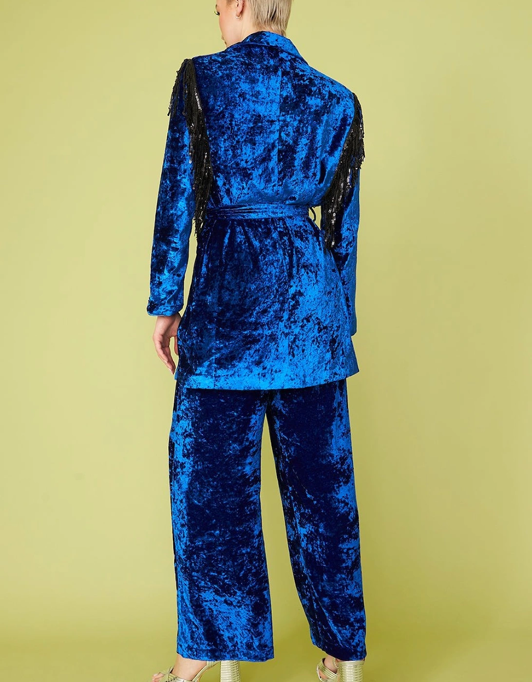 Silk Blend Metallic Devore Trousers