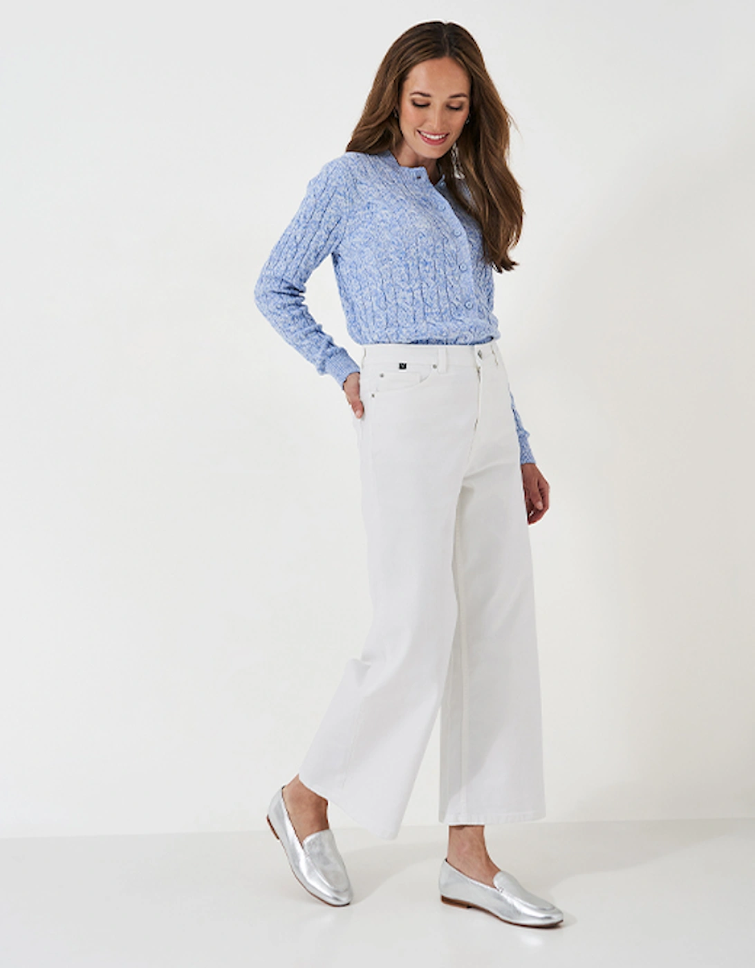 Women's Relaxed Leg Crop Jean White