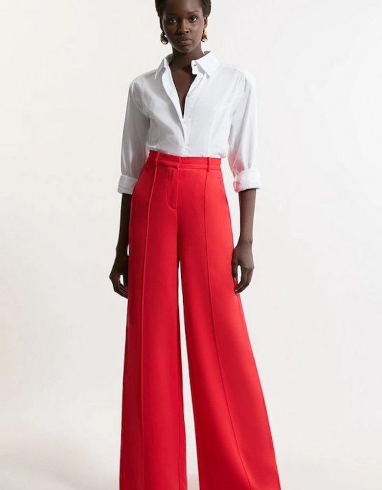 Premium Woven Viscose Crepe Wide Leg Trouser