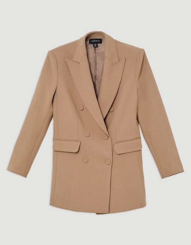 Compact Stretch Double Breasted Oversized Tailored Jacket