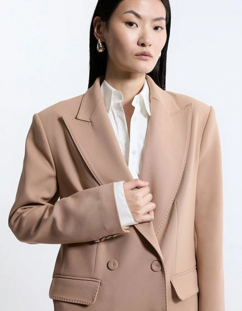 Compact Stretch Double Breasted Oversized Tailored Jacket