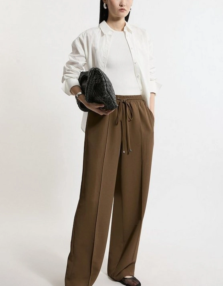 Twill Tie Waist Woven Straight Leg Trouser