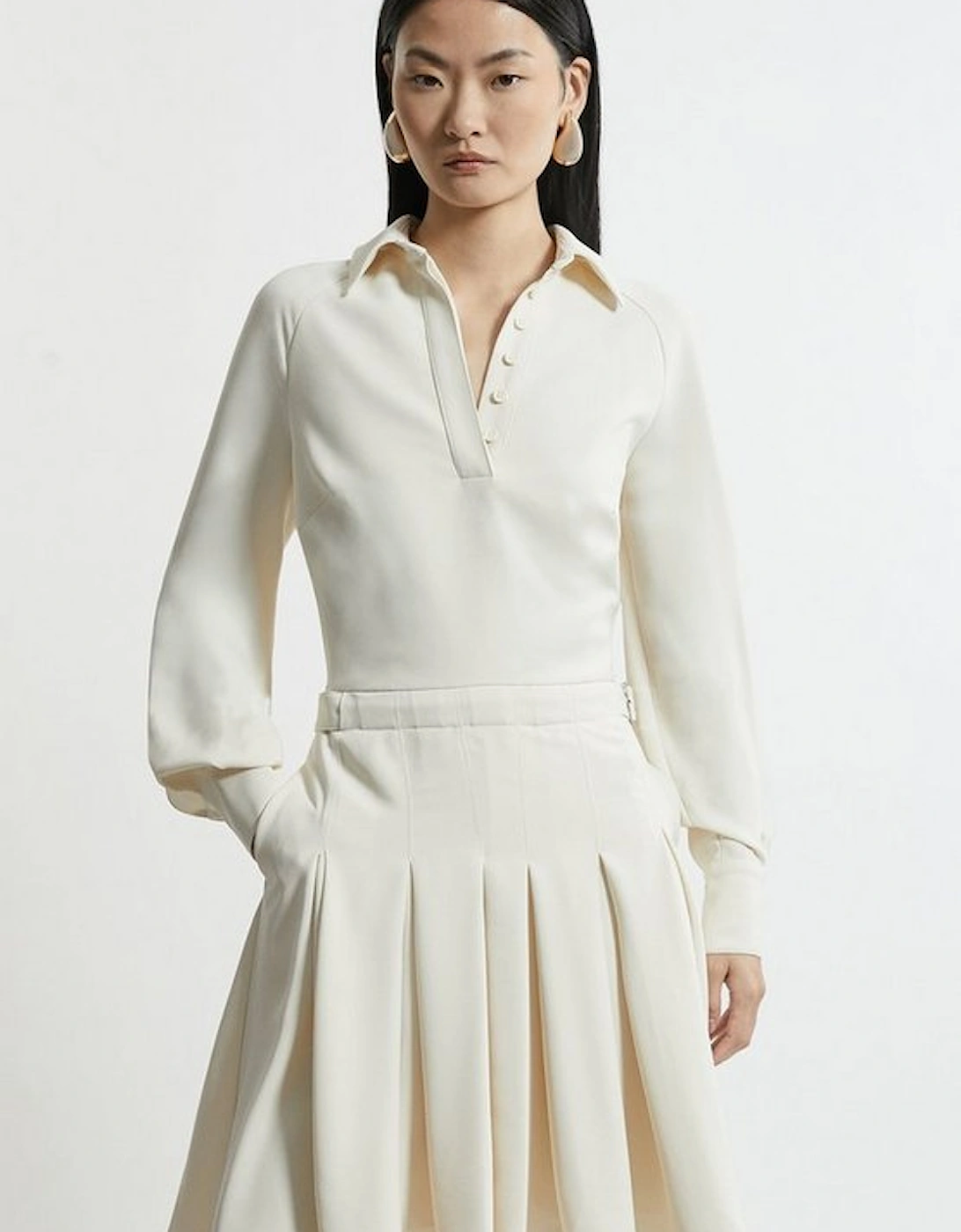 Tailored Crepe Pleated Mini Dress, 5 of 4