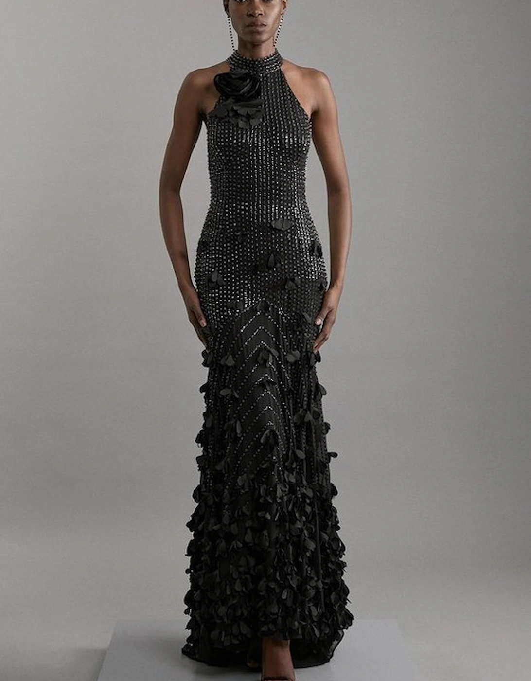 Crystal Applique Woven Maxi Rosette Maxi Dress, 2 of 1