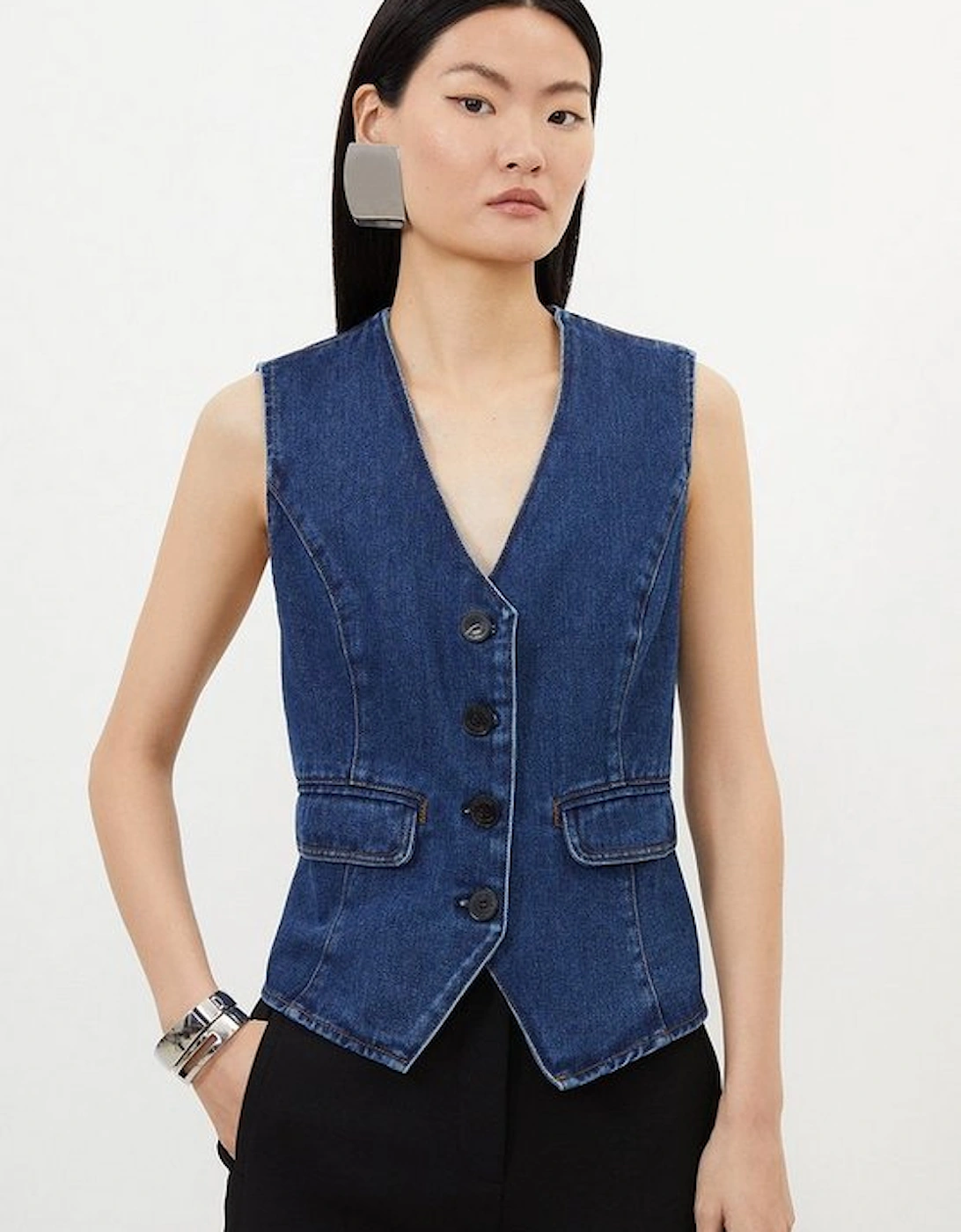 Denim Button Through Waistcoat, 5 of 4