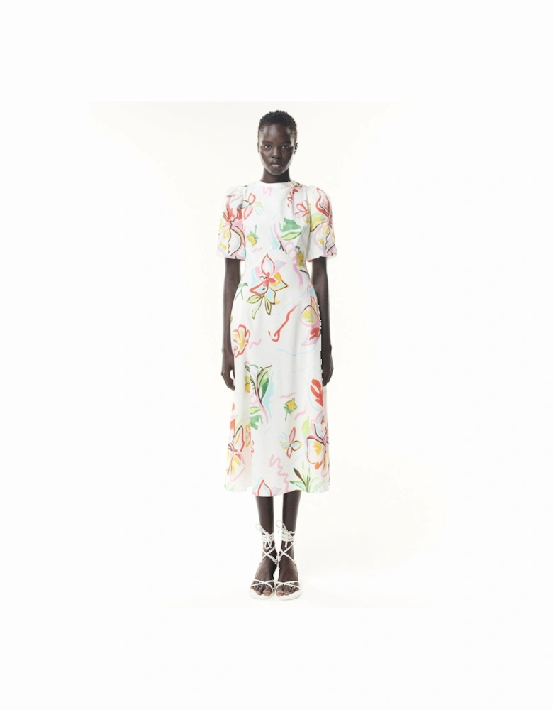 Sia Painted Floral Midi Dress