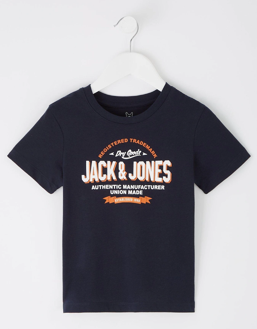 Younger Boys 2 Colour Logo T-Shirt - Navy, 2 of 1