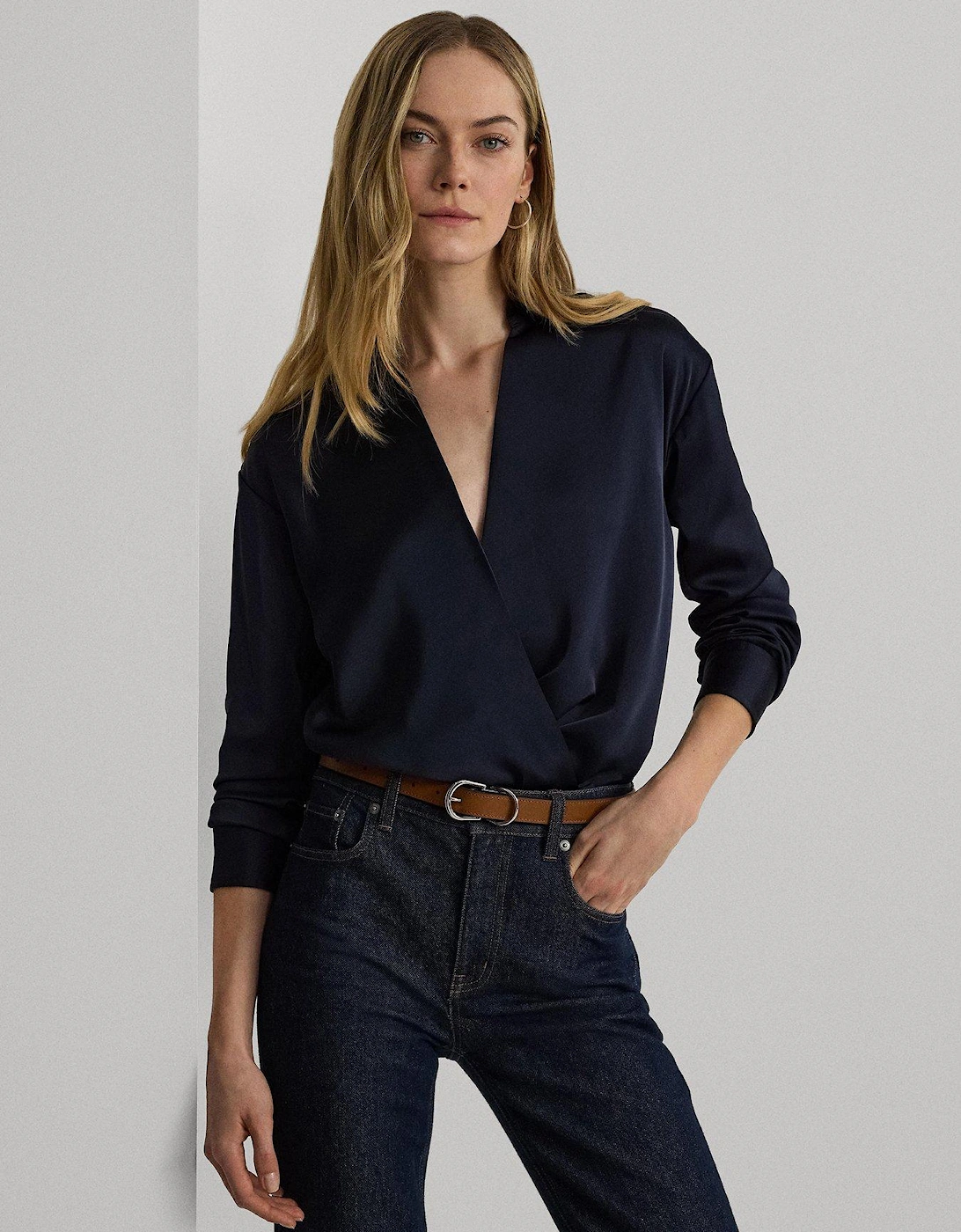 Jaylah Long Sleeve Blouse - Navy, 6 of 5