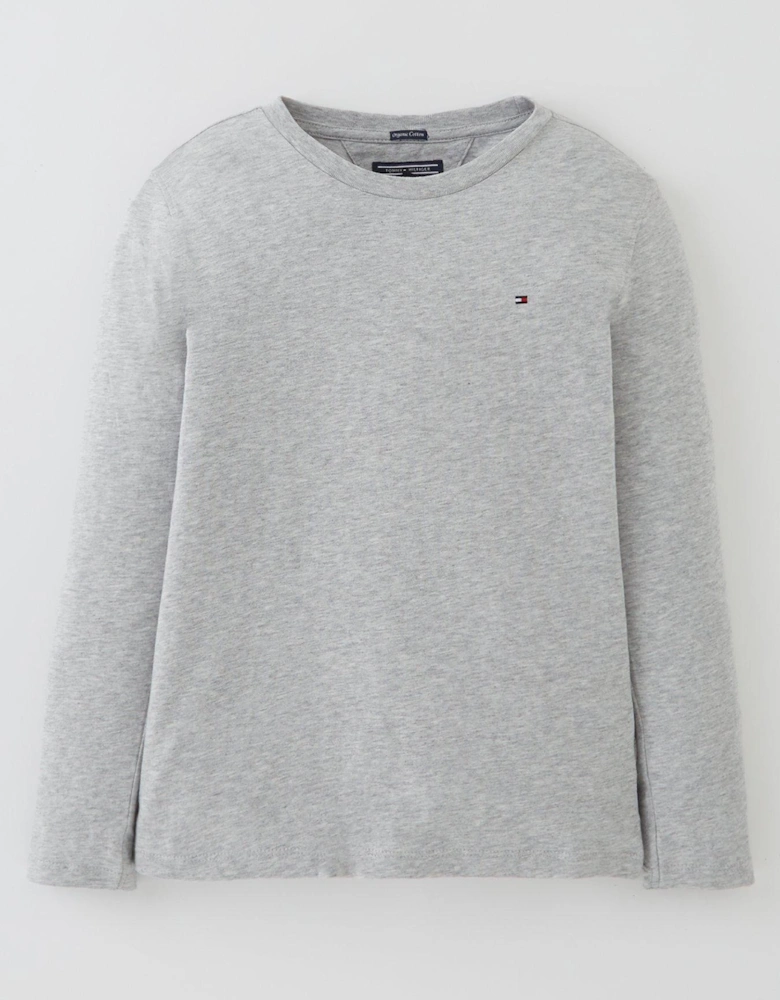 Boys Long Sleeve Essential Flag T-shirt - Grey Marl