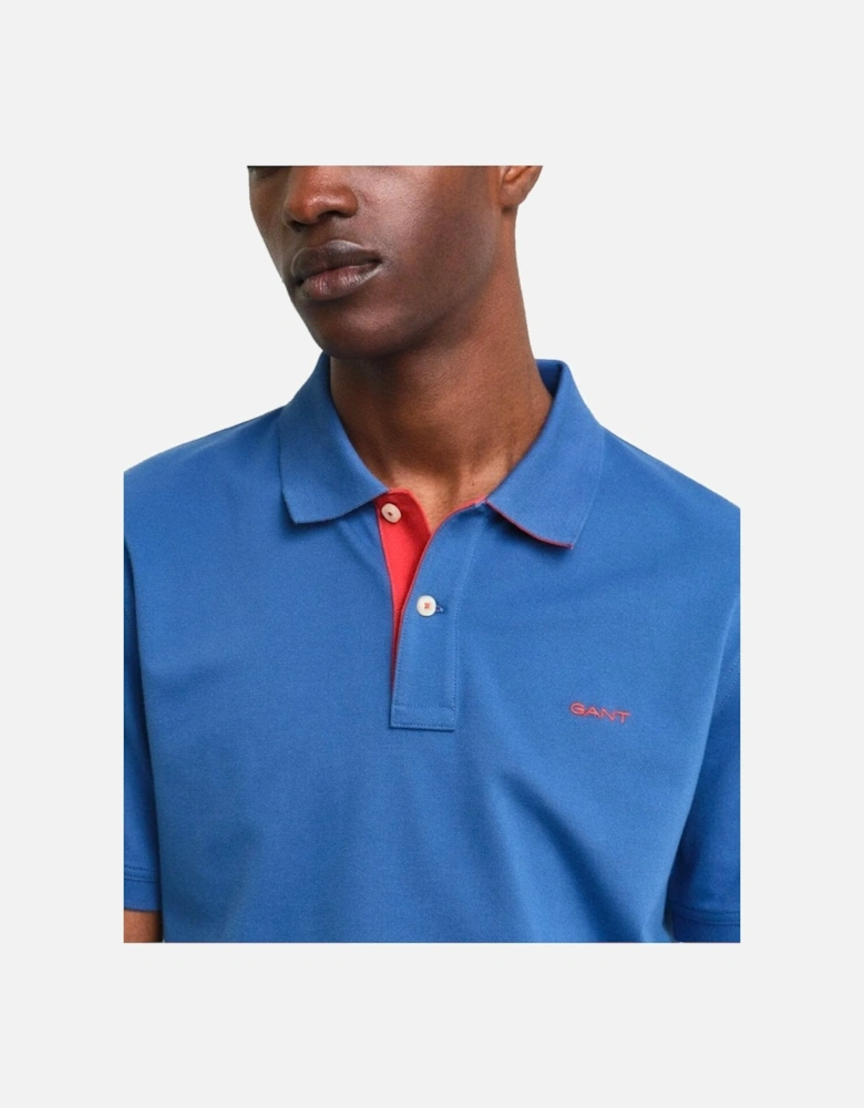 Regular Contrast Piquet Ss Polo Vintage Blue