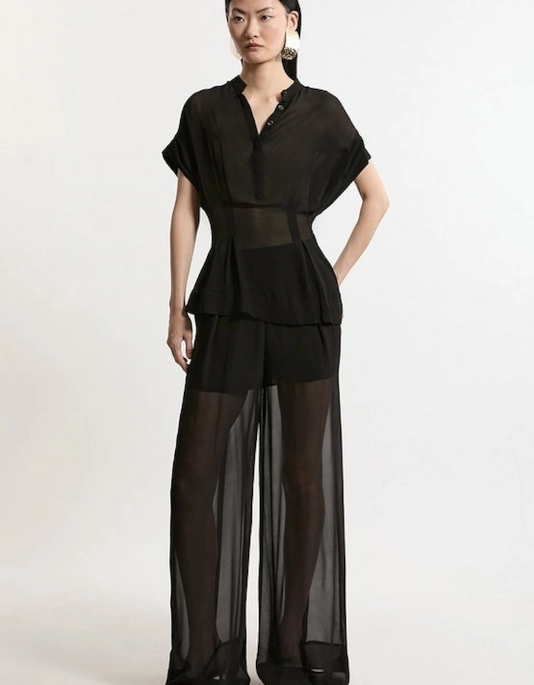 Viscose Georgette Woven Wide Leg Trouser