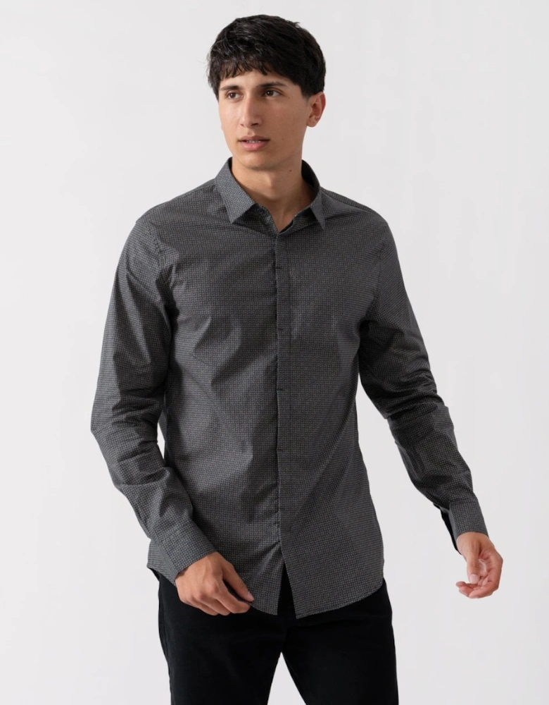 Mens Long Sleeve AOP Logo Pattern Shirt