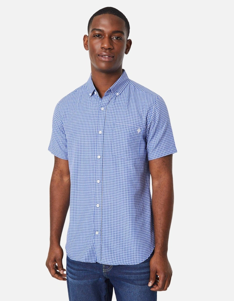 Mens Grid Checked Short-Sleeved Shirt