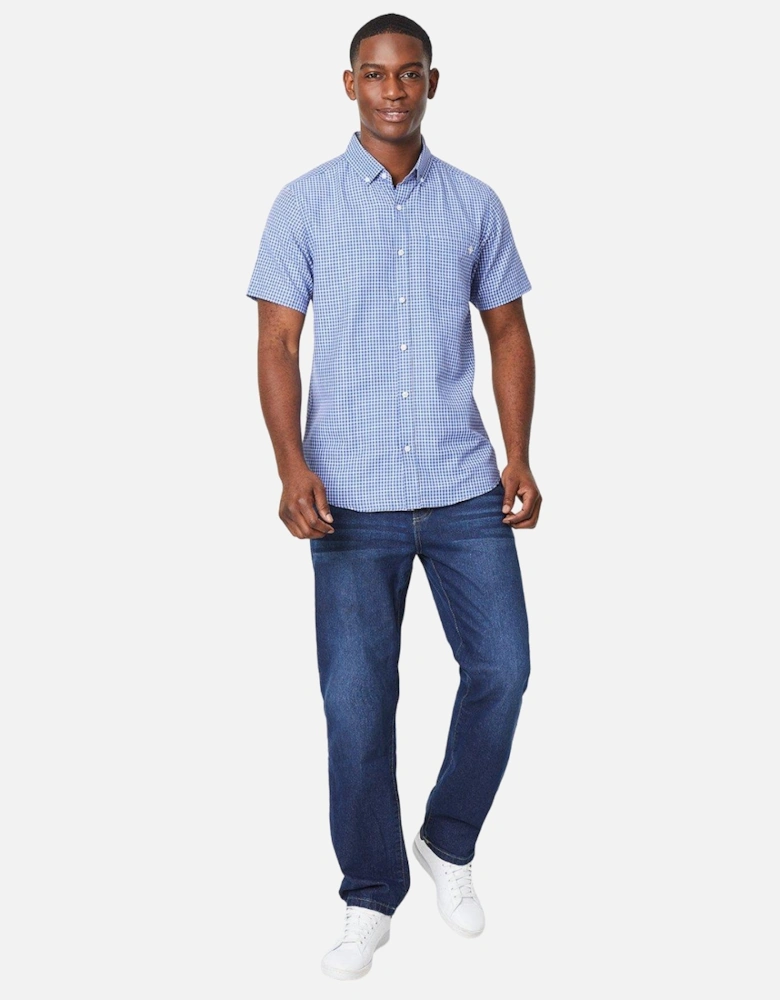 Mens Grid Checked Short-Sleeved Shirt