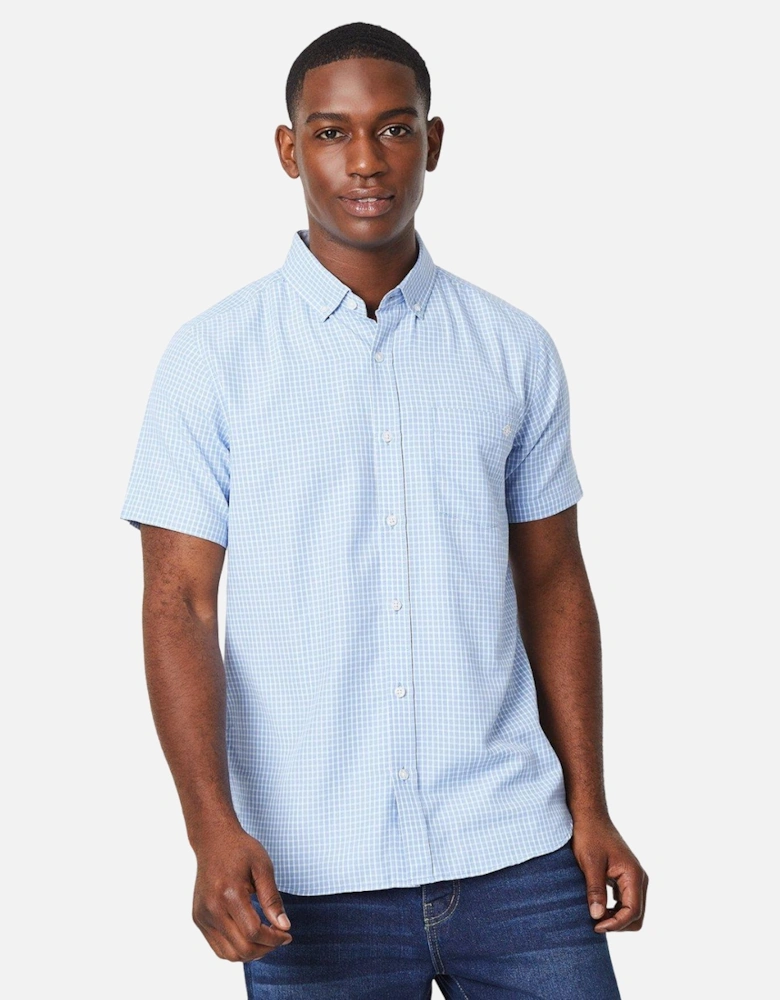 Mens Grid Checked Short-Sleeved Shirt