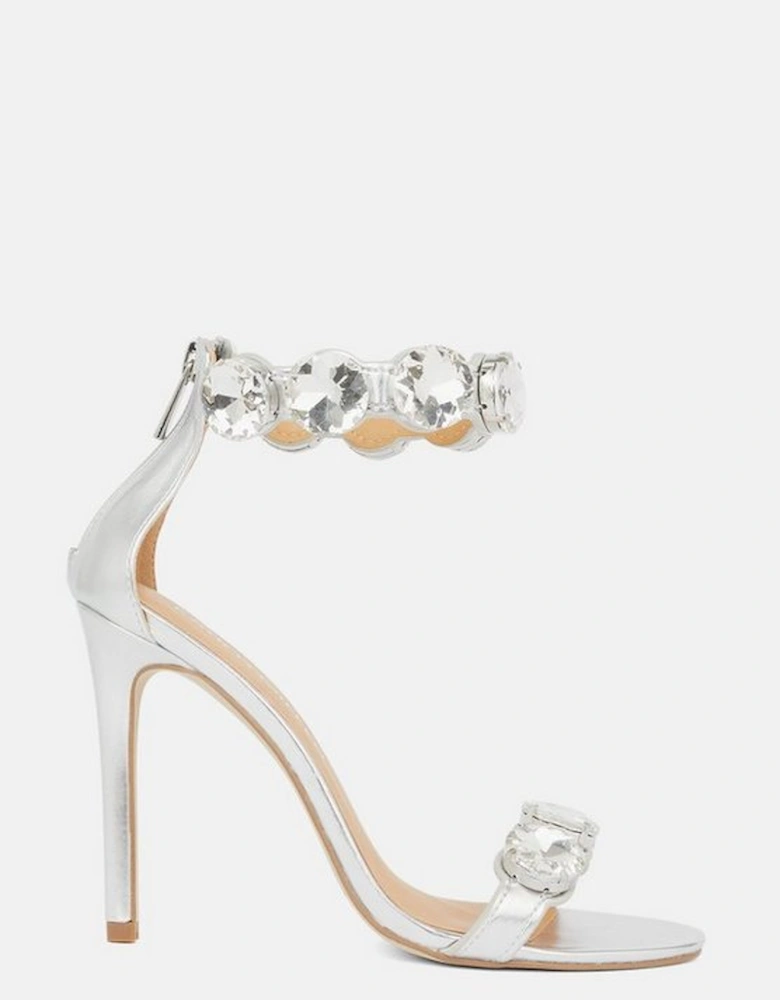 Crystal Stone Double Strap Stiletto Heel