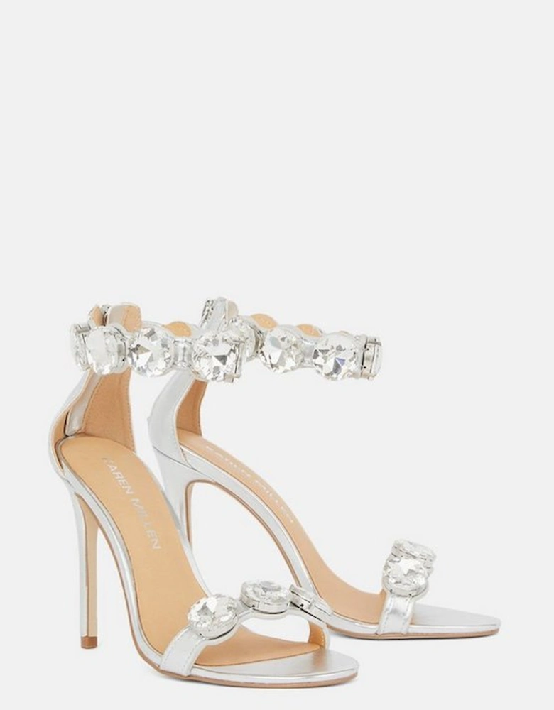 Crystal Stone Double Strap Stiletto Heel