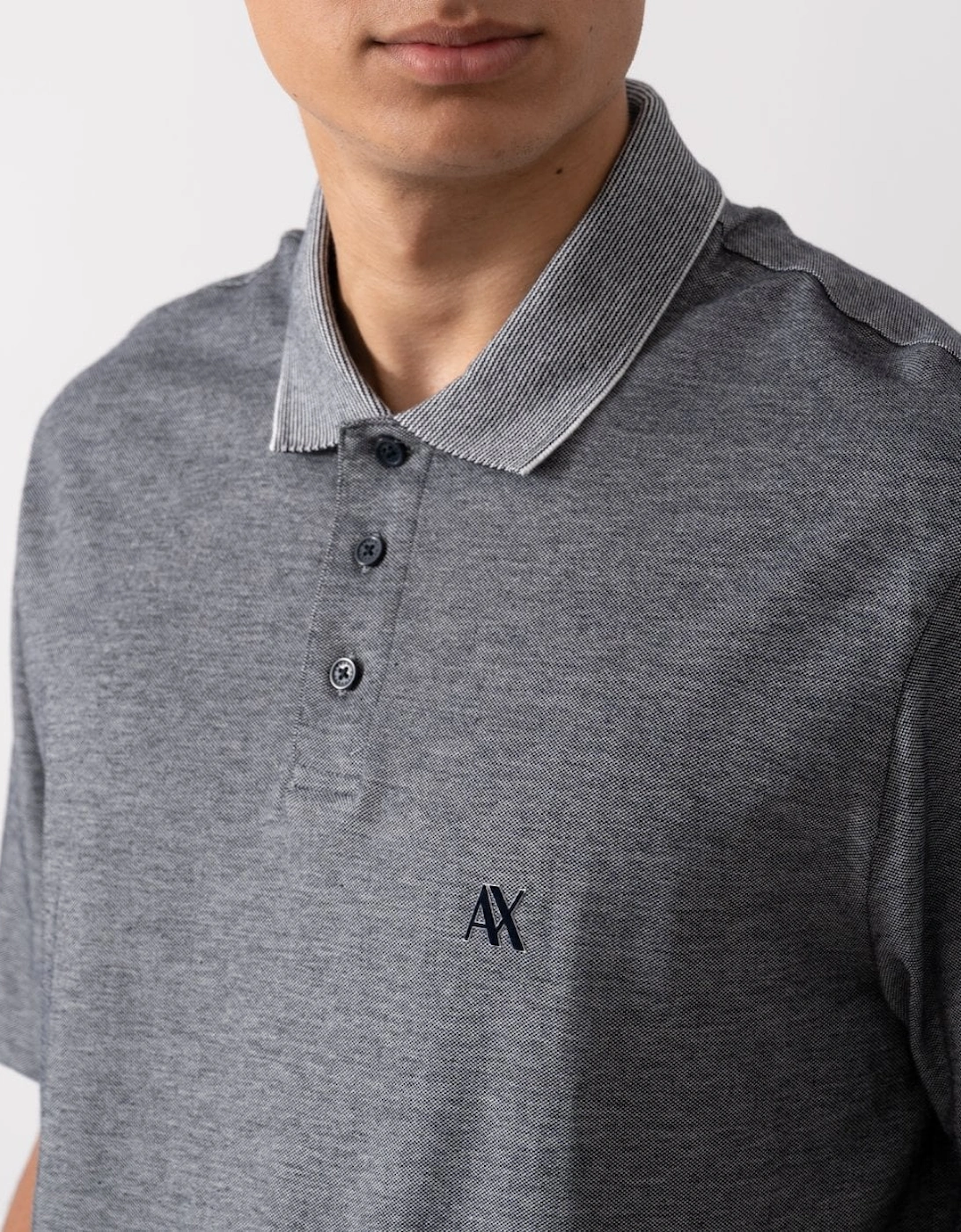 Mens Contrast Collar Embroidered Monogram Polo Shirt