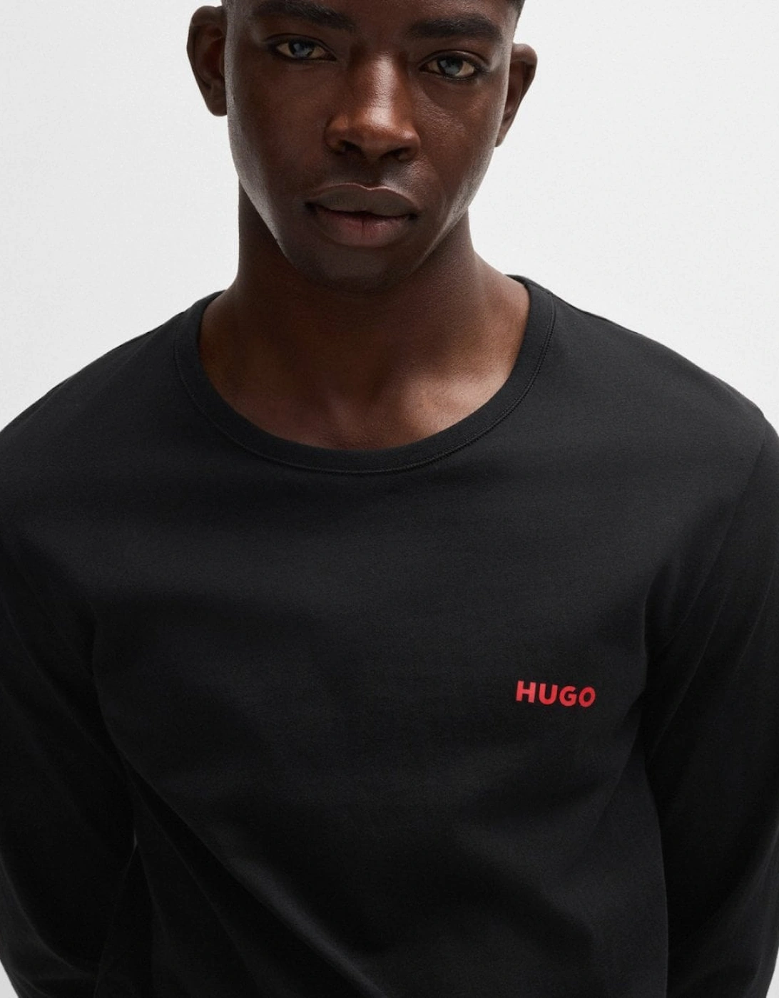 HUGO Mens Three-Pack of Long Sleeve Underwear Tops in Cotton with Logos