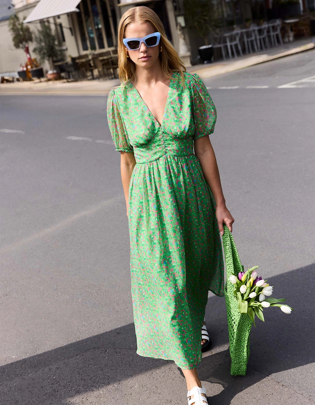 Raphaela Dress in Green Floral Print, 9 of 8