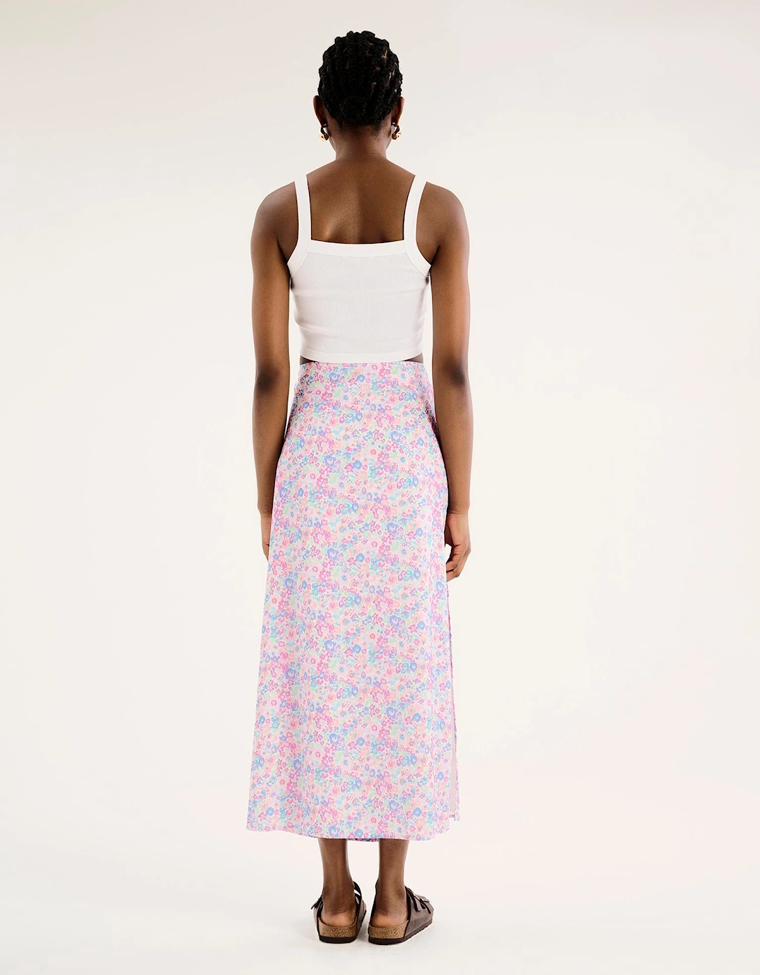 Madelyn Midi Skirt in Sketch Floral Print